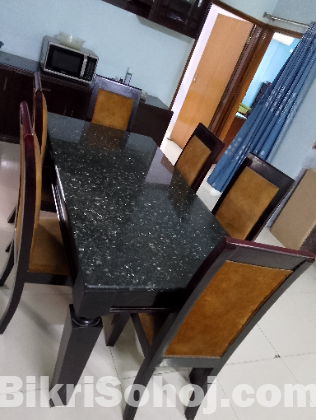 Original Granite Dinning Table with 6 Chair
